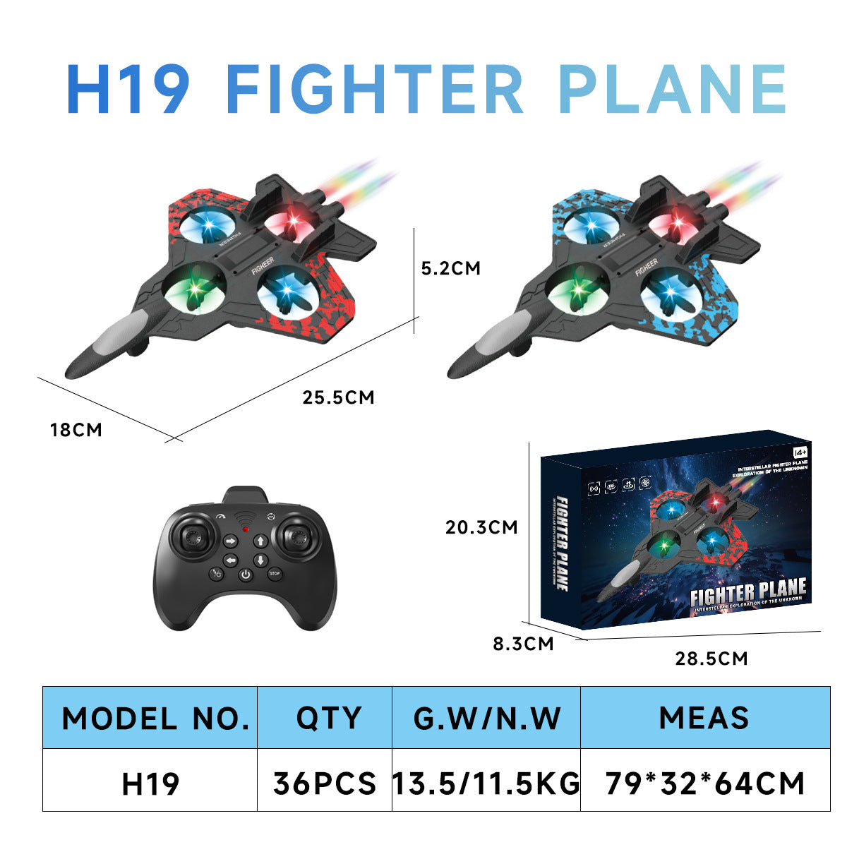 H19 Remote Control Fighter Plane with Colorful Lights